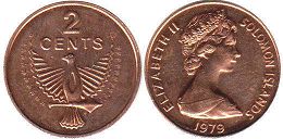 монета Соломоновы Oстрова 2 цента 1979