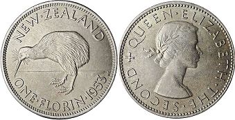 монета Новая Зеландия 1 флорин 1953