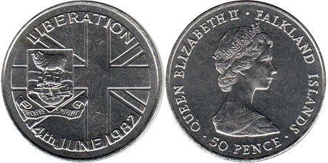 монета Фолклендские Острова 50 пенсов 1982