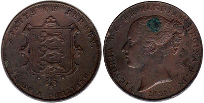 монета Джерси 1/13 шиллинга 1861