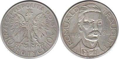 монета Польша 10 злотых 1933