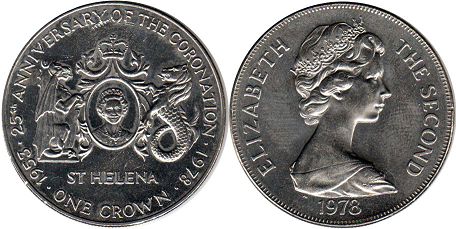 монета Святой Елены Остров 1 крона 1978 