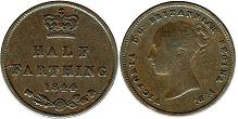 монета Великобритания 1/2 фартинга 1844
