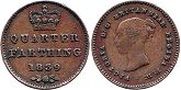 монета Великобритания 1/4 фартинга 1839