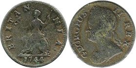 монета Великобритания 1 фартинг 1744