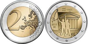 монета Бельгия 2 евро 2018