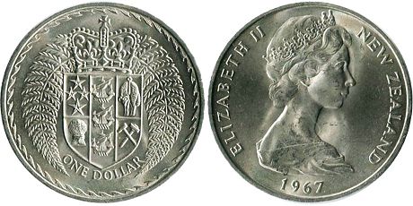 монета Новая Зеландия 1 доллар 1969