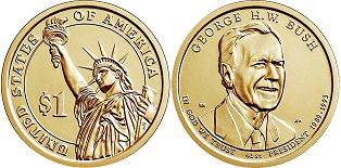 США монета 1 доллар 2020 Буш