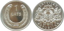 монета Латвия 1 лат 2010
