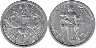 монета Новая Каледония 2 франка 1949