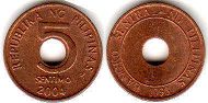монета Филиппины 5 сентимо 2004