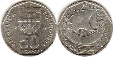 монета Португалия 50 эскудо 1988