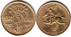монета Литва 5 центов 1925