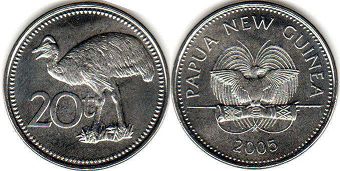 монета Папуа Новая Гвинея 20 тойя 2005