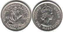 монета Британские Карибcкие Территории 10 центов 1965