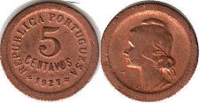 монета Португалия 5 сентаво 1927