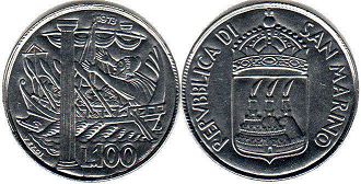 монета Сан-Марино 100 лир 1973