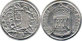 монета Сан-Марино 10 лир 1973