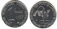 монета Западноафриканские Государства 1 франк 1997