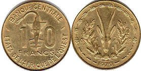 монета Западноафриканские Государства 10 франков 1978 