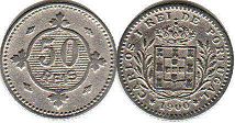 монета Португалия 50 рейс 1900