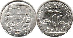 монета Португалия 2,5 эскудо 1951
