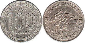 монета Экваториально-Африканские Государства 100 франков 1967