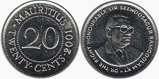 монета Маврикий 20 центов 2001