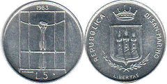 монета Сан-Марино 5 лир 1983