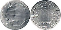 монета Сан-Марино 2 лиры 1985