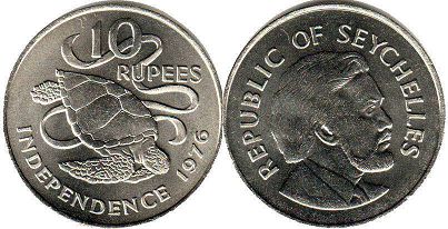 монета Сейшельские Острова 10 рупий 1976