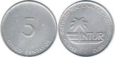 монета Куба 5 сентаво 1988