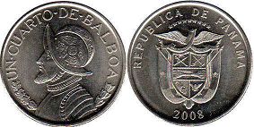 монета Панама 1/4 бальбоа 2008