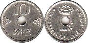 монета Норвегия 10 эре 1947