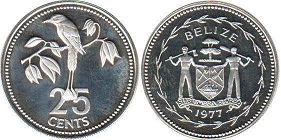 монета Белиз 25 центов 1977