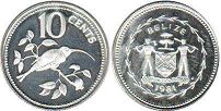 монета Белиз 10 центов 1981
