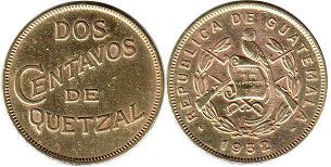 монета Гватемала 2 сентаво 1932
