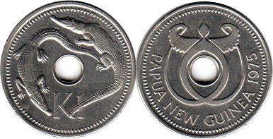 монета Папуа Новая Гвинея 1 кина 1975 