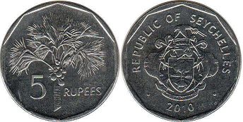 монета Сейшельские Острова 5 рупий 2010