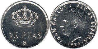 монета Испания 25 песет 1984