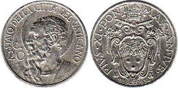 монета Ватикан 20 чентезими 1933-34