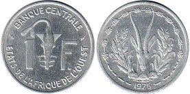 монета Западноафриканские Государства 1 франк 1975