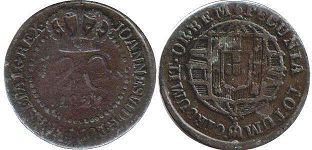 монета Сан-Томе и Принсипи 20 рейс 1825