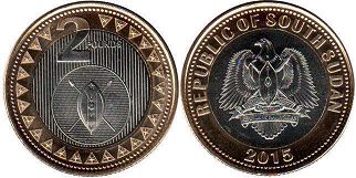 монета Южный Судан 2 фунта 2015