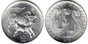 монета Сан-Марино 10 лир 1972