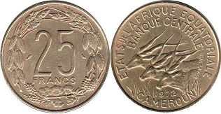 монета Экваториально-Африканские Государства 25 франков 1972