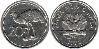 монета Папуа Новая Гвинея 20 тойя 1978