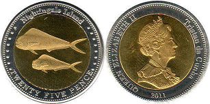 монета Тристан-да-Кунья 25 пенсов 2011