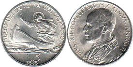 монета Ватикан 5 лир 1940