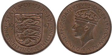 монета Джерси 1/12 шиллинга 1947